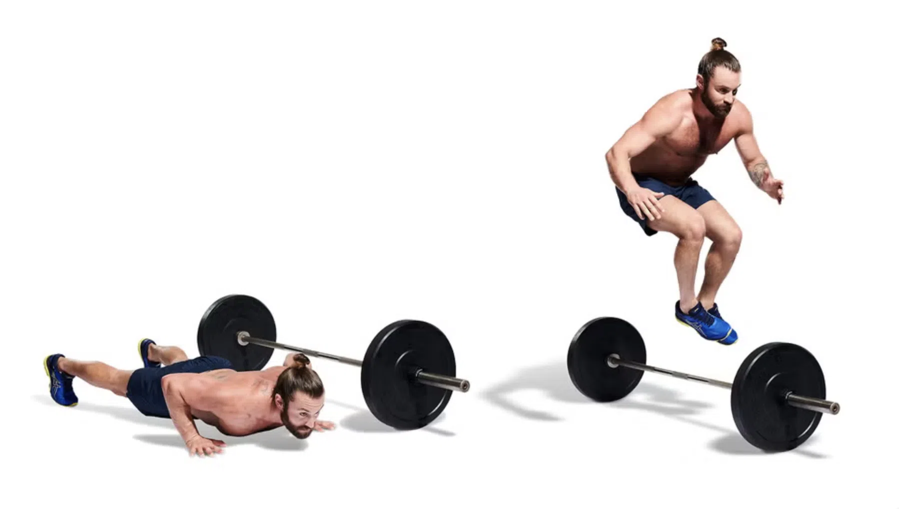 Uitvoering burpee over bar